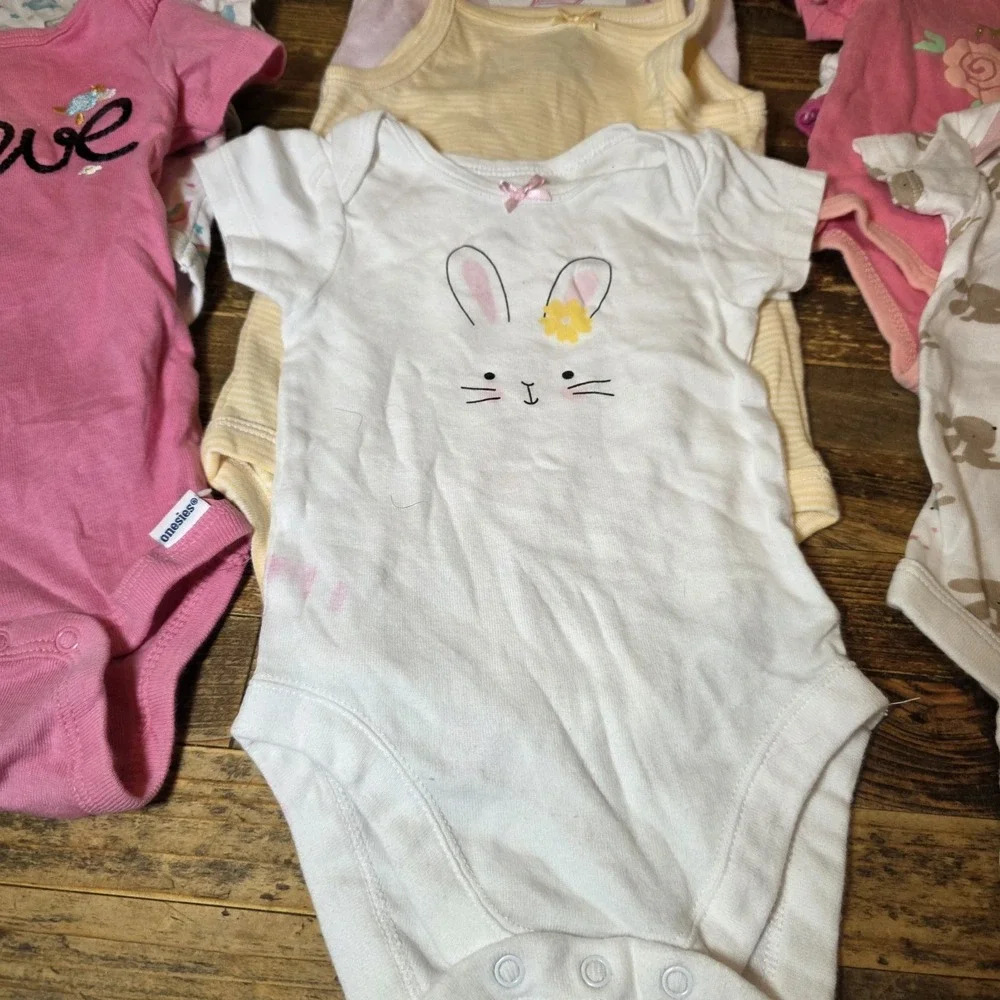 Baby Girl 3-6 Mo Bodysuit 12pc Lot Pajamas Pastels One Piece Bundle Newborn